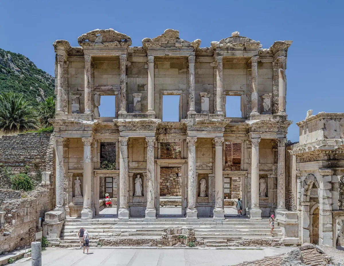The facade of the Library of Celsus in Ephesus